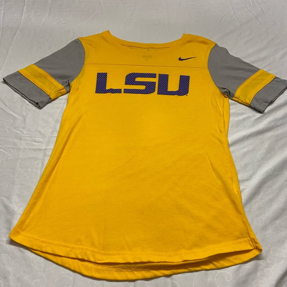 Nike Yellow and Gray LSU Tee